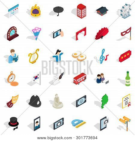 Ceremonial Icons Set. Isometric Set Of 36 Ceremonial Icons For Web Isolated On White Background