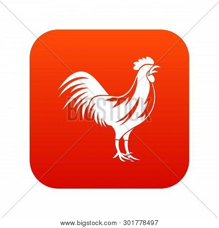 Gallic Rooster Icon Digital Red For Any Design Isolated On White Illustration
