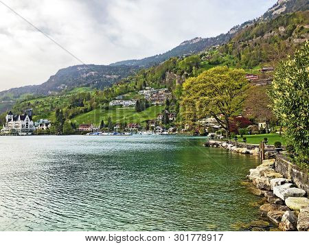 View Of The Vitznau Settlement On The Shore Of Lake Lucerne Or Vierwaldstaetersee - Canton Of Lucern