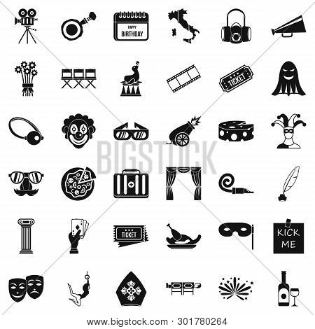 Scene Icons Set. Simple Set Of 36 Scene Icons For Web Isolated On White Background