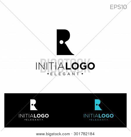 Monogram Initial R, Rr, R Logo Template Black Color Vector Illustration