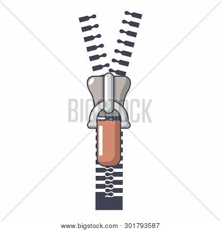 Half Opened Zip Icon. Cartoon Illustration Of Half Opened Zip Icon For Web