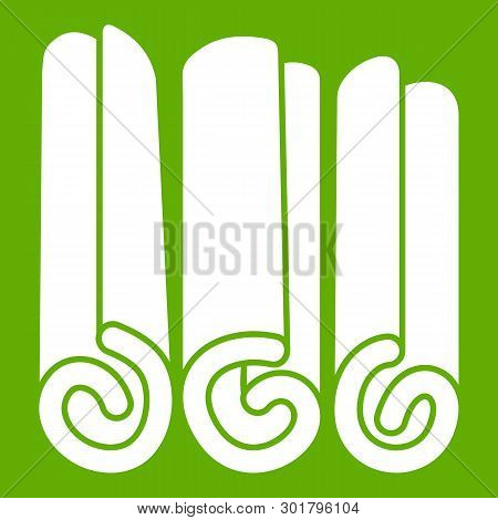Cinnamon Sticks Icon White Isolated On Green Background. Illustration