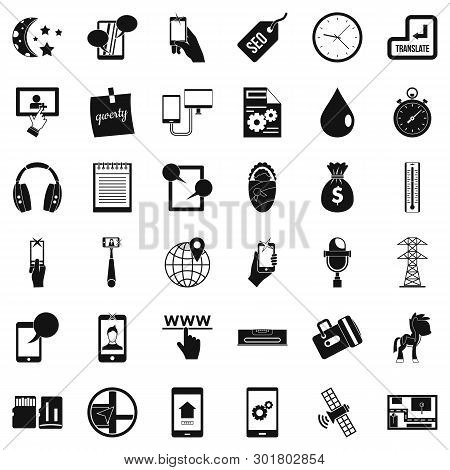 Mobile Soft Icons Set. Simple Set Of 36 Mobile Soft Icons For Web Isolated On White Background