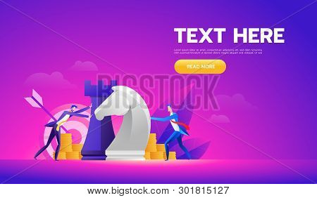 Businessmen Moving Chess Pieces On Chess Board. Man In Suits With Chess. Concept Of Business Or Poli