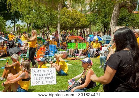 Phoenix, Arizona- May 18- People In Attendance At Arizona March For Medical Freedom On The State Cap