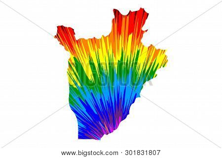 Burundi - Map Is Designed Rainbow Abstract Colorful Pattern, Republic Of Burundi Map Made Of Color E