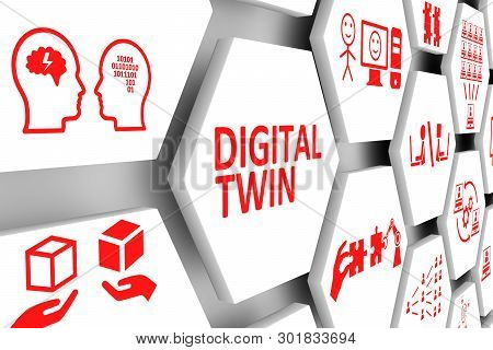 Digital Twin Concept Cell Background 3d Illustration