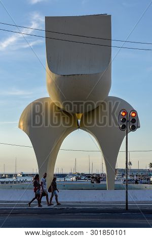 Modern Statue At Lower City In Salvador Bahia, Brazil