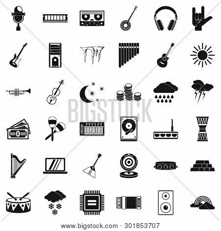 Resound Icons Set. Simple Set Of 36 Resound Icons For Web Isolated On White Background