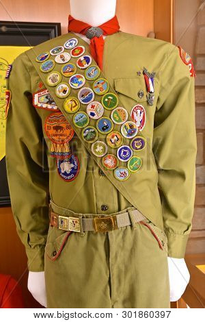 Fargo North Dakota, May 17, 2019:  The Patches And Awards Represent The The Boy Scouts Of America (b