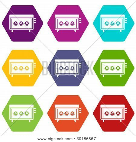 Cd Changer Icon Set Many Color Hexahedron Isolated On White Illustration