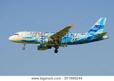 Saint Petersburg, Russia - May 13, 2019: Airplane Airbus A319-111 (vq-bas) Of The Rossiya Airline In