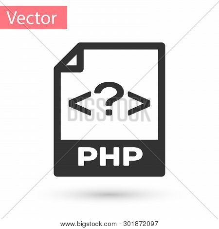 Grey Php File Document Icon. Download Php Button Icon Isolated On White Background. Php File Symbol.