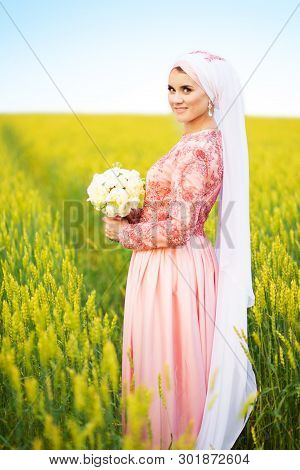 Beautiful Female Model In Traditional Bridal Costume.