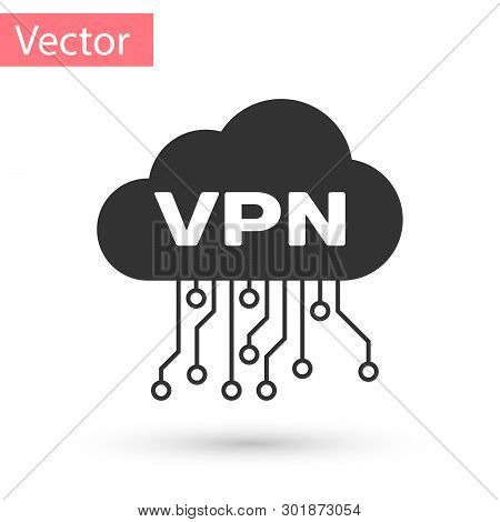 Grey Cloud Vpn Interface Icon Isolated On White Background. Software Integration. Vector Illustratio
