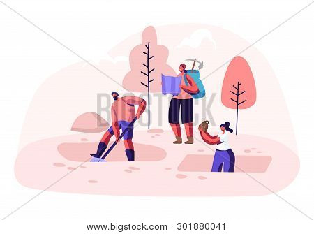 Archeologists, Scientists Working On Excavations With Professional Equipment, Digging Soil Layers Wi