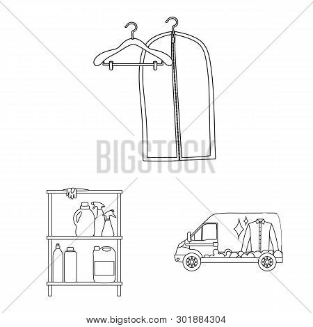 Isolated Object Of Laundry And Clean Logo. Set Of Laundry And Clothes Vector Icon For Stock.