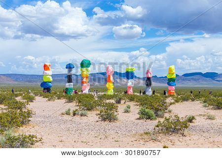 Las Vegas, Nevada, Usa - 12 May, 2019: Seven Magic Mountains Art Installation Near Las Vegas City. P