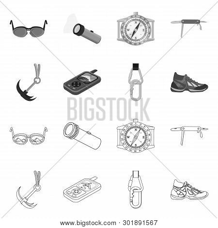 Isolated Object Of Mountaineering And Peak Icon. Set Of Mountaineering And Camp Vector Icon For Stoc