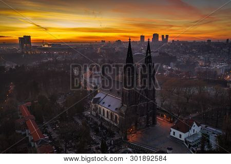 The Basilica Of St Peter And St Paul Is A Neo-gothic Church In Vyšehrad Fortress In Prague, Czech Re