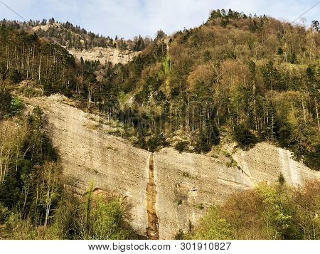 Seasonal Waterfall Mülibachfall (muelibachfall Or Mulibachfall) Or Seasonal Waterfalls At The Muelib