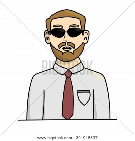 Man In Sunglasses. Isolated Stock Vector Cartoon Illustration