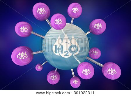 Water H20 Drinkable Clean Resource Connections Network System 3d Illustration