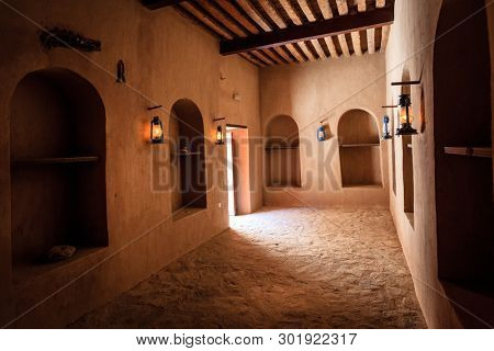 Rustaq, Oman, May 28, 2016: Supply room in historic Rustaq Fort in Oman