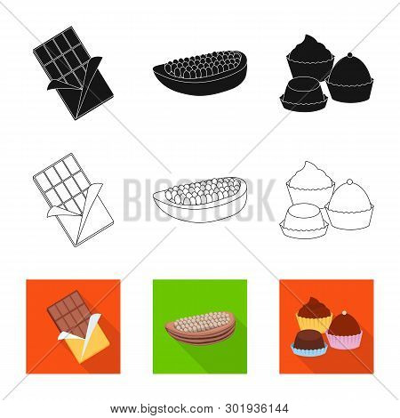 Vector Illustration Of Food And Yummy Symbol. Set Of Food And Brown   Vector Icon For Stock.