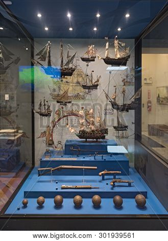 Panama City, Panama - March 24, 2019: Exhibits At The Museum Of Interoceanic Canal In Panama Cityexh