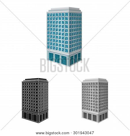 Vector Design Of Skyscraper And House Icon. Collection Of Skyscraper And Hotel Vector Icon For Stock