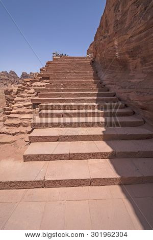 Ancient Steps Leading To The Royal Tomb In Petra, Jordan
