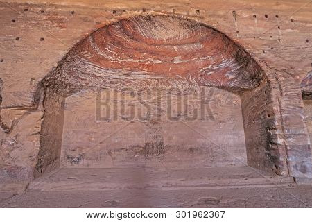 Internal Details Of An Ancient Tomb In The Royal Tomb In Petra, Jordan