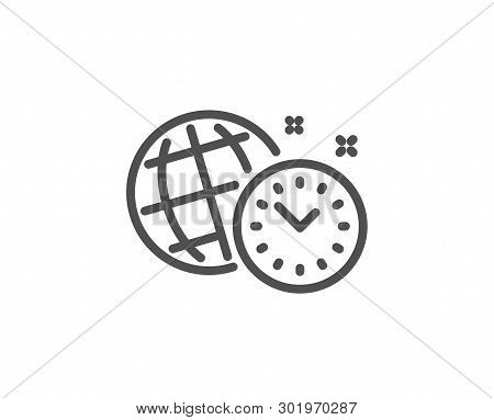 Time Management Line Icon. World Clock Sign. Watch Symbol. Quality Design Element. Linear Style Time