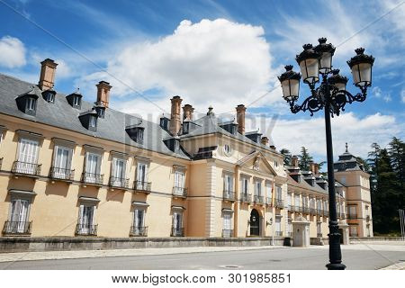 Royal Palace of El Pardo historic building in Madrid, Spain.