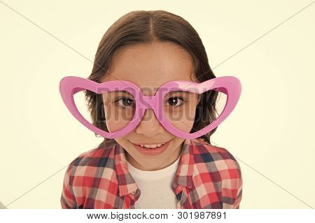 Love From First Sight. Kid Happy Lovely Feels Sympathy. Kid Girl Heart Shaped Eyeglasses. Girl Adora