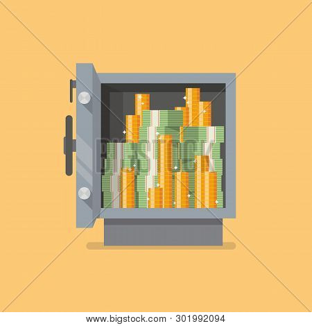 Safe Full Of Money. Vector Illustration Graphic Design