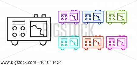 Black Line Spectrometer Icon Isolated On White Background. Set Icons Colorful. Vector