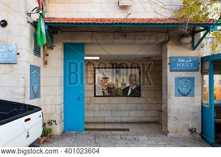 Bethlehem, Israel, December 09, 2020 : Portraits Of Palestinian Rulers - Yasser Arafat And Abu Mazen