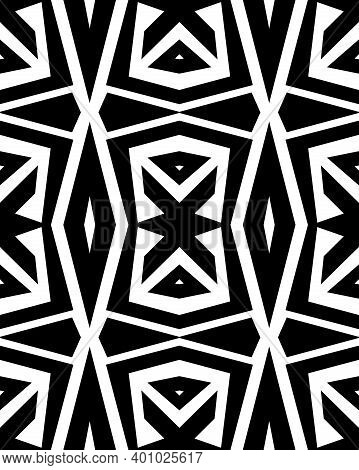 Seamless Monochromatic Pattern. Black And White Tileable Background. Seamless Geometric Wallpaper. R
