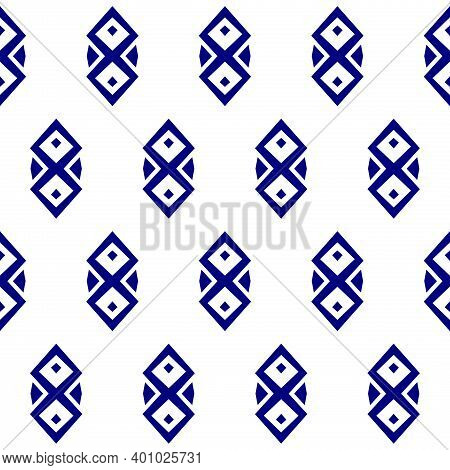Seamless Navy Blue Pattern. Textured Background In Ornamental Style. Tileable Monochromatic Wallpape