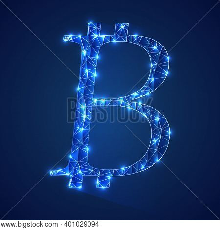 Triangular Style Bitcoin Coin, Vector Art Illustration.
