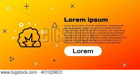 Line Bomb Explosion With Shrapnel And Fireball Icon Isolated On Yellow Background. Colorful Outline 