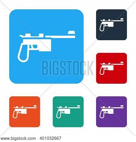 White Mauser Gun Icon Isolated On White Background. Mauser C96 Is A Semi-automatic Pistol. Set Icons
