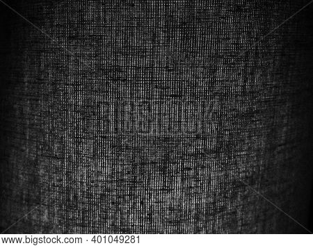Background Of Black Linen Or Cotton Fabric With Coarse Threads. Abstract Background. A Piece Of Fabr