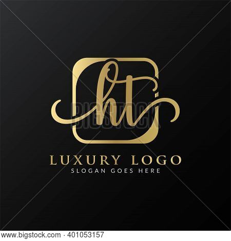Ht Logo Design Vector Template. Initial Luxury Letter Ht Vector Illustration