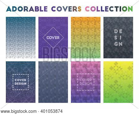 Adorable Covers Collection. Actual Geometric Patterns, Extraordinary Vector Illustration.