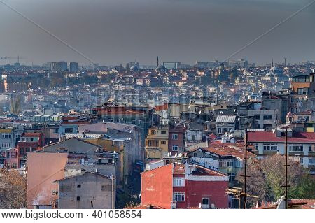 Red Tiled Roofs Of Istanbul Overlooking The Blue Mosque And The Suleymani Mosque