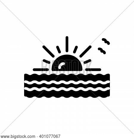 Black Solid Icon For Arise Appear Begin Originate Morning Cloudscape Sunrise Evening Nature